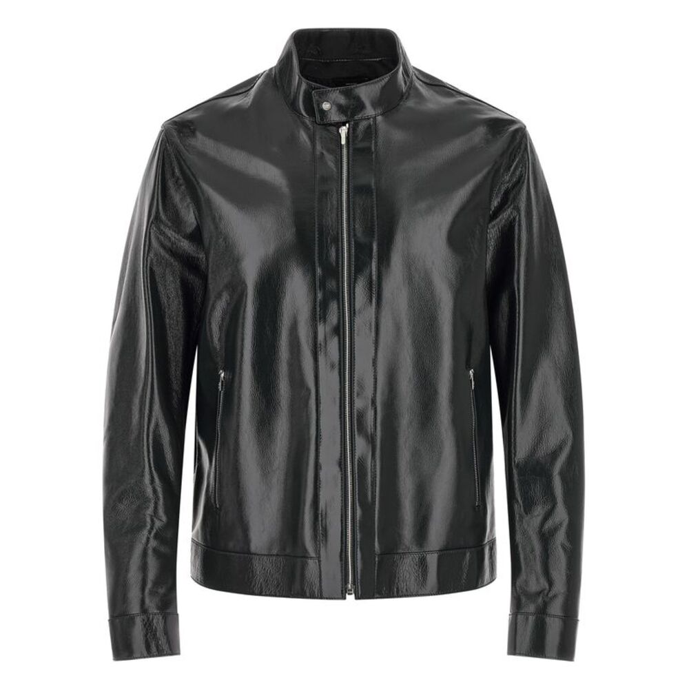 Fendi Blue Lamb Leather Leather Men's Jacket